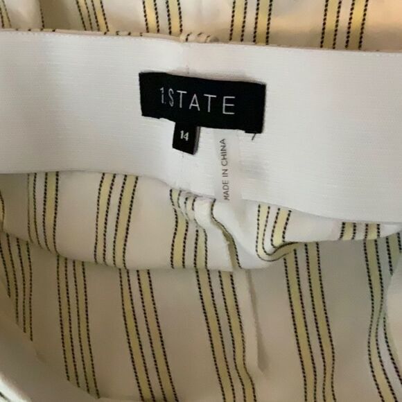 1. State White Pants with yellow and black stripes, size 14, with tie belt - Picture 7 of 7